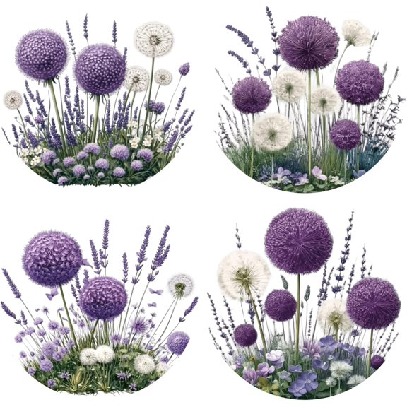 1 Set PVC Window Static Sticker Flat Round Shape for Window or Stairway Home Decoration Flower 160x160mm 4pcs/set for DIY