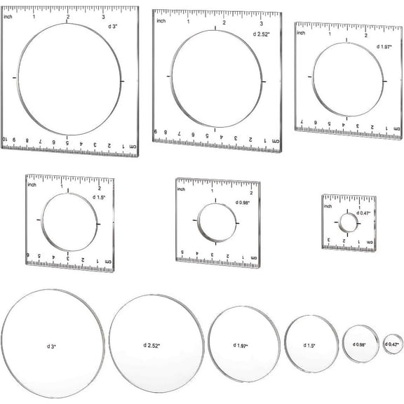 1 Set Pack of 6 Router Templates Circle Inlay Templates Clear Drawing Scale Rulers Acrylic Router Jig Template Decorative Templates Sewing Measuring Tool Set for Woodworking Craft Making