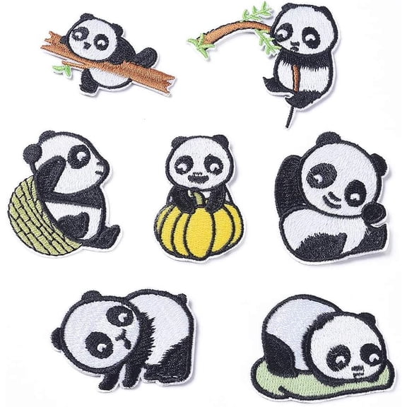 1 Set Panda Embroidered Patches Computerized Embroidery Cloth Iron On Patches Appliques Costume Accessories for Clothes Backpacks Hats Decorative DIY Crafts Valentine's Day Elegant Gifts Black