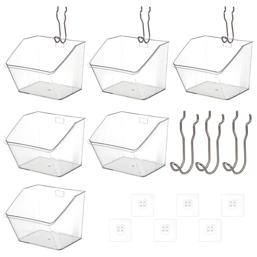 1 Set Pegboard Hooks Kits with 201 Stainless Steel Hook Hangers & Plastic Storage Box Stainless Steel Color 140x136.5x115mmDIY