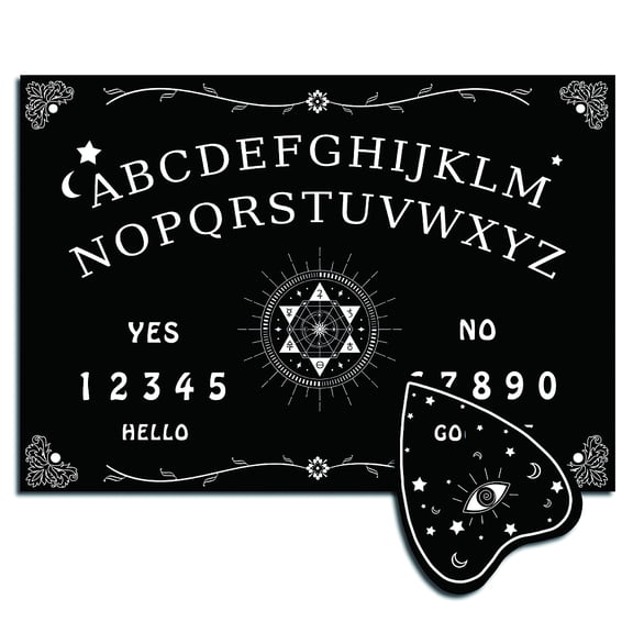 1 Set Pendulum Dowsing Divination Board Set Wooden Board Black Talking Board Game for Hunt Birthday Party Supplies with Planchette for DIY