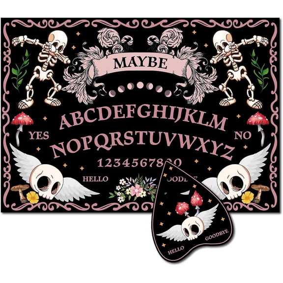 1 Set Pendulum Dowsing Divination Board Set Wooden Spirit Board Black Talking Board Game for Spirit Hunt Birthday Pattern 300x210x5mm 2pcs/set