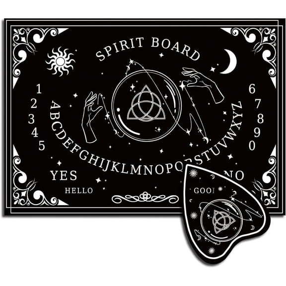 1 Set Pendulum Dowsing Divination Board Set Wooden Spirit Board Black Talking Board Game for Spirit Hunt Number Pattern 300x210x5mm 2pcs/set