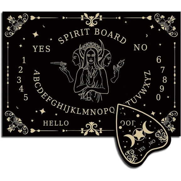1 Set Pendulum Dowsing Divination Board Set Wooden Spirit Board Black Talking Board Game for Spirit Hunt Women Pattern 300x210x5mm 2pcs/set
