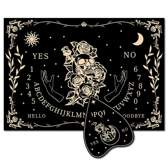 1 Set Pendulum Dowsing Divination Board Set Wooden Spirit Board Black Talking Board Game for Spirit Pattern 300x210x5mm 2pcs/set