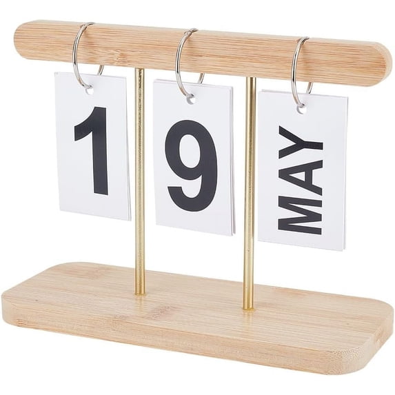 1 Set Perpetual Flip Calendar Wooden Desk Calendar 2023-2024 Brown Standing Flip Calendar For Desk Daily Desk Decorations Motivational Calendar Desktop Accessories for Office Classroom Home