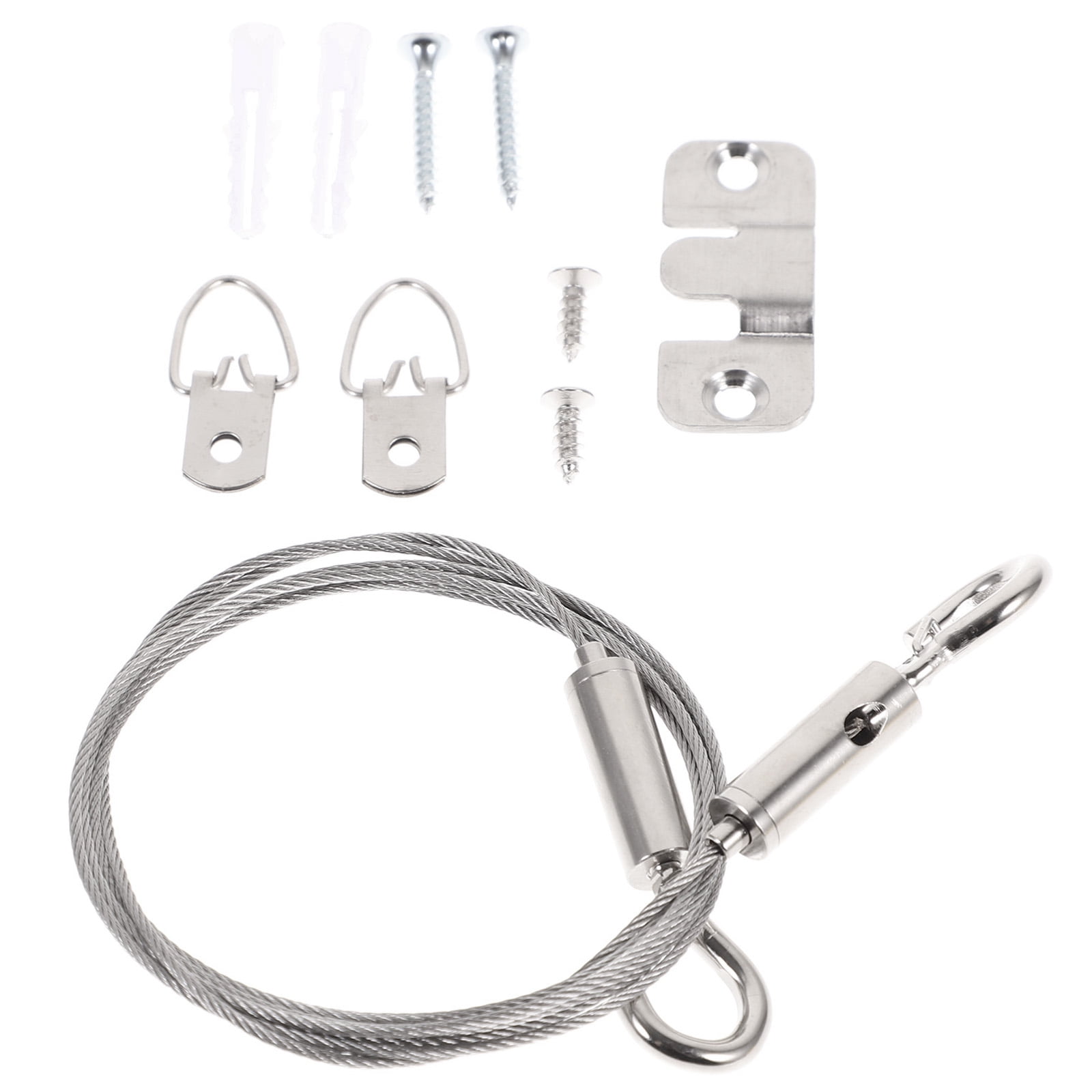 Heavy Duty Picture Wire Hanging Kit - D-Ring, Screws, Hanging Hooks,Level.  Supports up to 110 lbs 50+ Feet (15.25M) Stainless Steel Wire Hanger