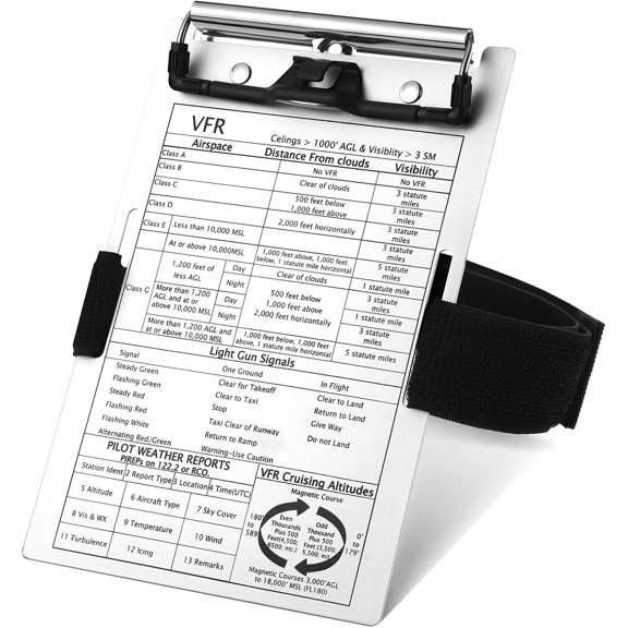 1 Set Pilot Kneeboard,Vfr Aviation Kneeboard,Aluminum Pilot Writing Board Notepad Clipboard with Pen Holder Knee Boards with Elastic Strap for Flying Writing Accessories Gifts