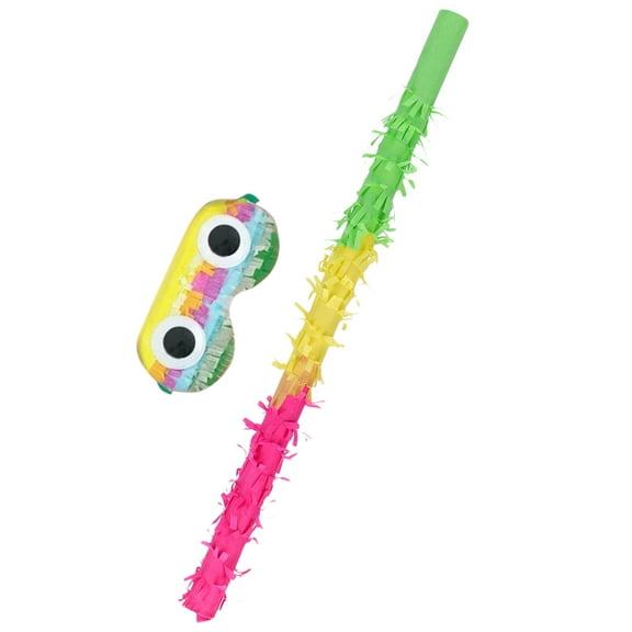 FRCOLOR Fun Pinata Stick and Blindfold Set with Assorted Colors for Birthday Lightweight and Durable