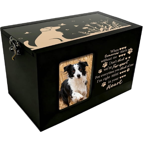 1 Set Pine Wood Storage Containers Cremation Urn for Pet Rectangle Dog 160x110x110mm