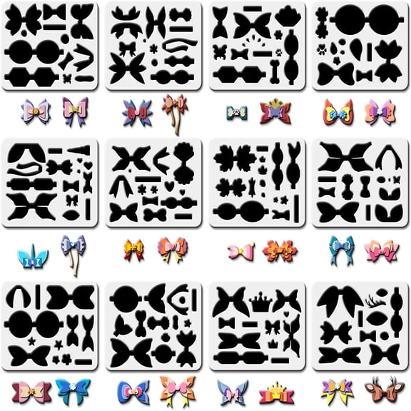 1 Set Plastic Drawing Painting Stencils Templates Bowknot Pattern 25x20cm 12pcs/set DIY