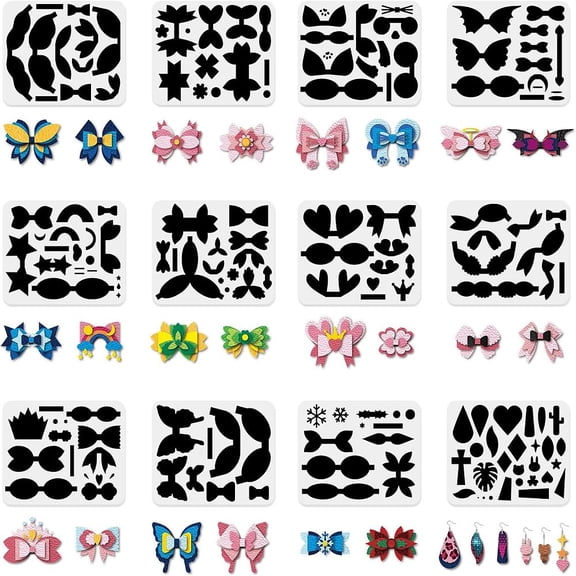 1 Set Plastic Drawing Painting Stencils Templates Flower Pattern 25x20cm 12pcs/setDIY Mixed Color