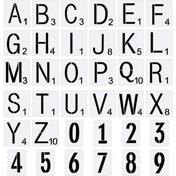 1 Set Plastic Drawing Stencil Drawing Scale Template For DIY Scrapbooking Letter A~Z Number 0~9 White 72sheets/set