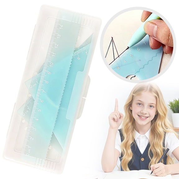 1 Set Plastic Math Set, Protractor Triangle Rulers 6 Inch, Geometry Protractor, Straight Geometry Math Transparent Ruler Measuring Tool for Office Home Supplies(Blue)