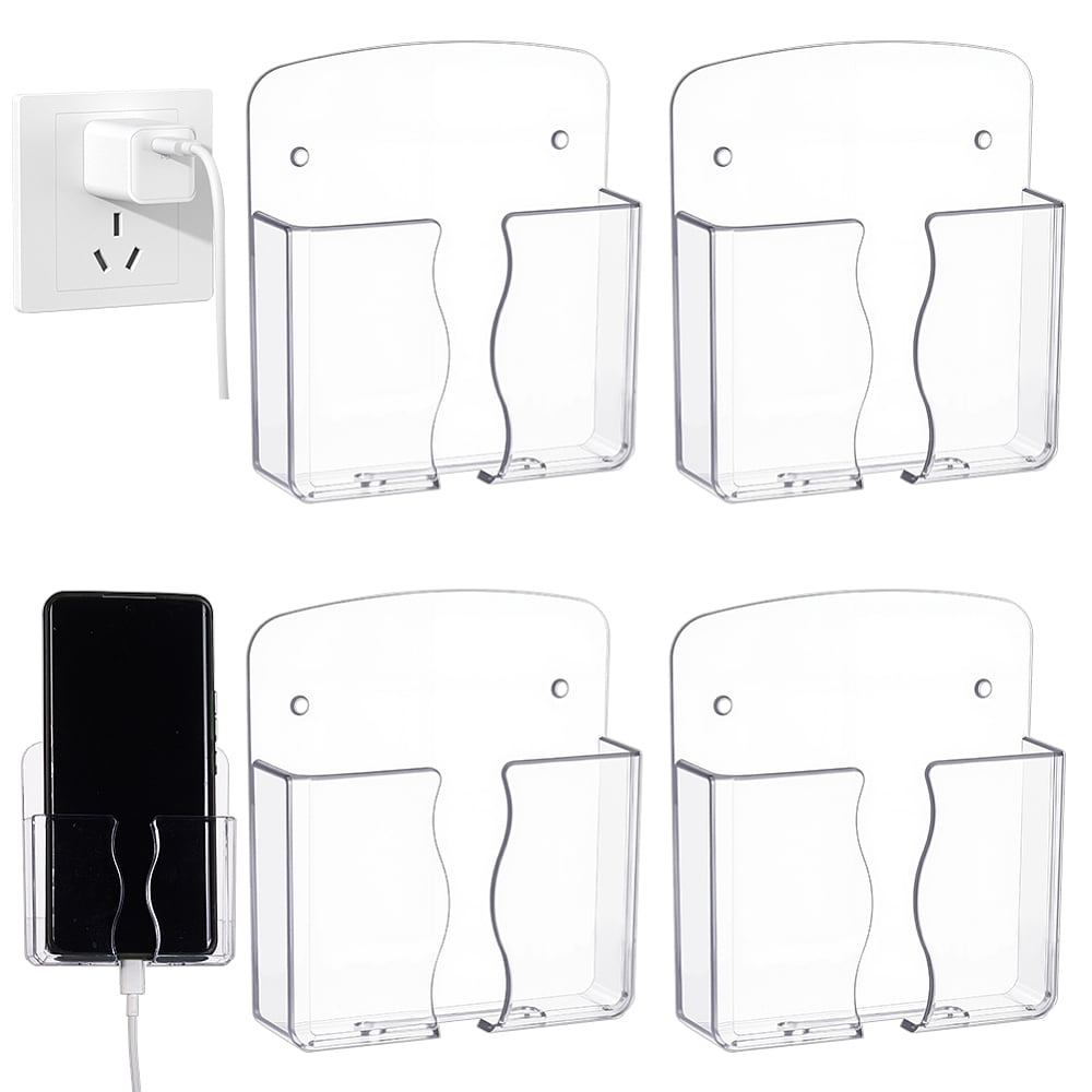 1 Set Plastic Phone Holders with Self-adhesive Sticker Rectangle Clear ...