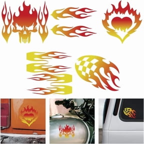 1 Set Plastic Reflective Vinyl Car Stickers Waterproof Decals for Vehicle Decoration Flame 148x155mm