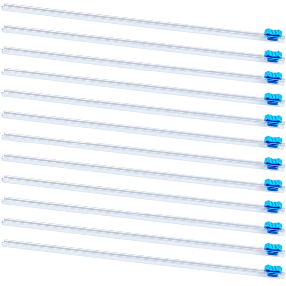 1 Set Plastic Reusable Cling Film Slide Cutter for Food Wrap Aluminum Foil and Wax Paper Film Dispenser Blue 305x8.5x6~11.5mm 12pcs/set