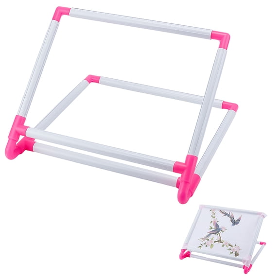 1 Set Plastic Scroll Embroidery Frames Embroidery Hoops Needlepoint Stretcher Frame Household Handheld Stitch Sewing Tool Deep Pink 94x90x20mm