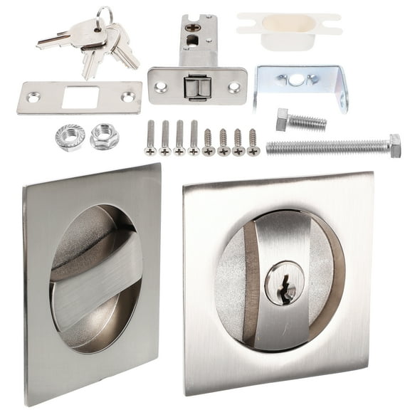 1 Set Pocket Door Lock Privacy Latch Lock Metal Door Lock Pocket Door Lock Hardware Lock with Key