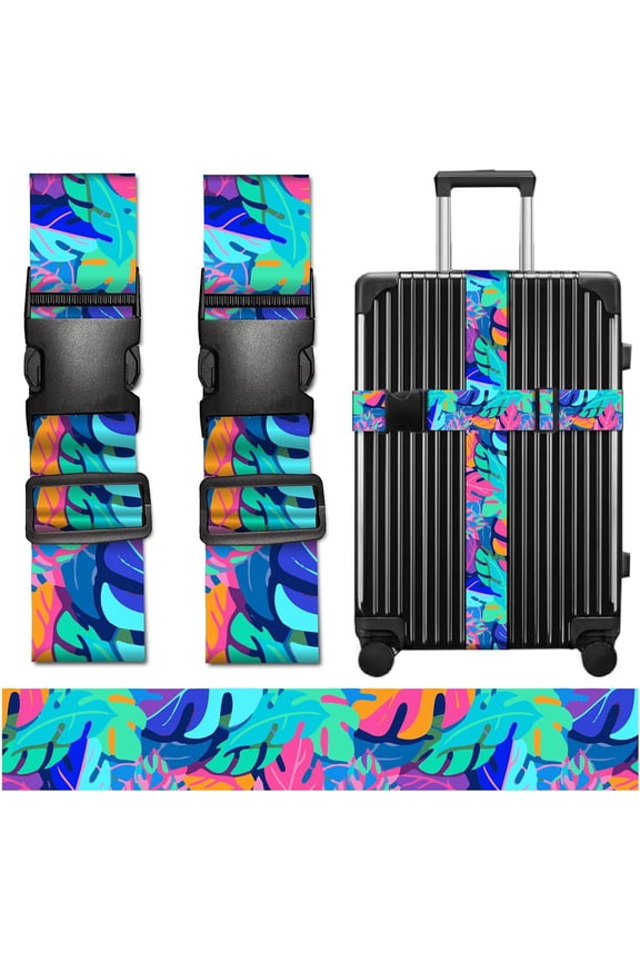 1 Set Polyester Luggage Straps with Palstic Clasps Leaf 1800x50mm art