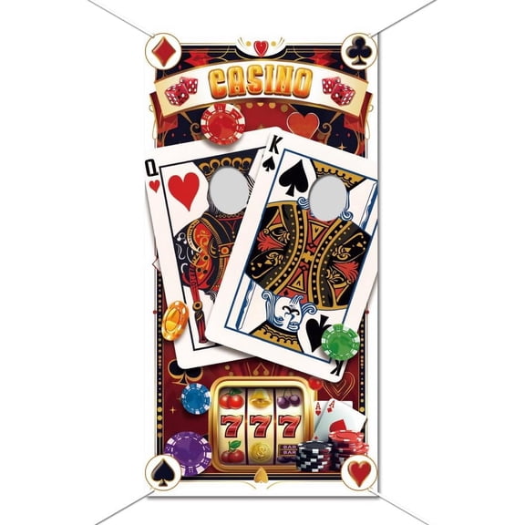 1 Set Polyester Photo Backdrop for Party Decoration with Plastic Non-Trace Wall Picture Hooks and Iron Curtain Clips Rectangle Poker 1800x900mm