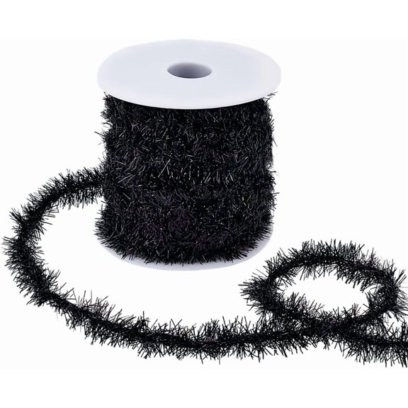 1 Set Polyester Tinsel Garland for Wedding Birthday Party Decor Black 20mm 20m/set
