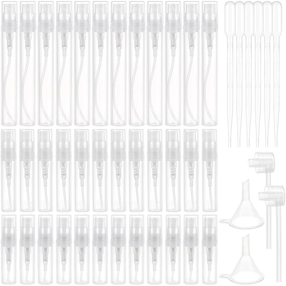 1 Set Polypropylene(PP) Spray Bottles with Mini Transparent Plastic Funnel Hopper 2ml Disposable Plastic Dropper Plastic Pump Clear 5.6~1.15x1.2~9.9cm Capacity: 2ml(0.06 fl. oz)~5ml(0.17fl. oz)