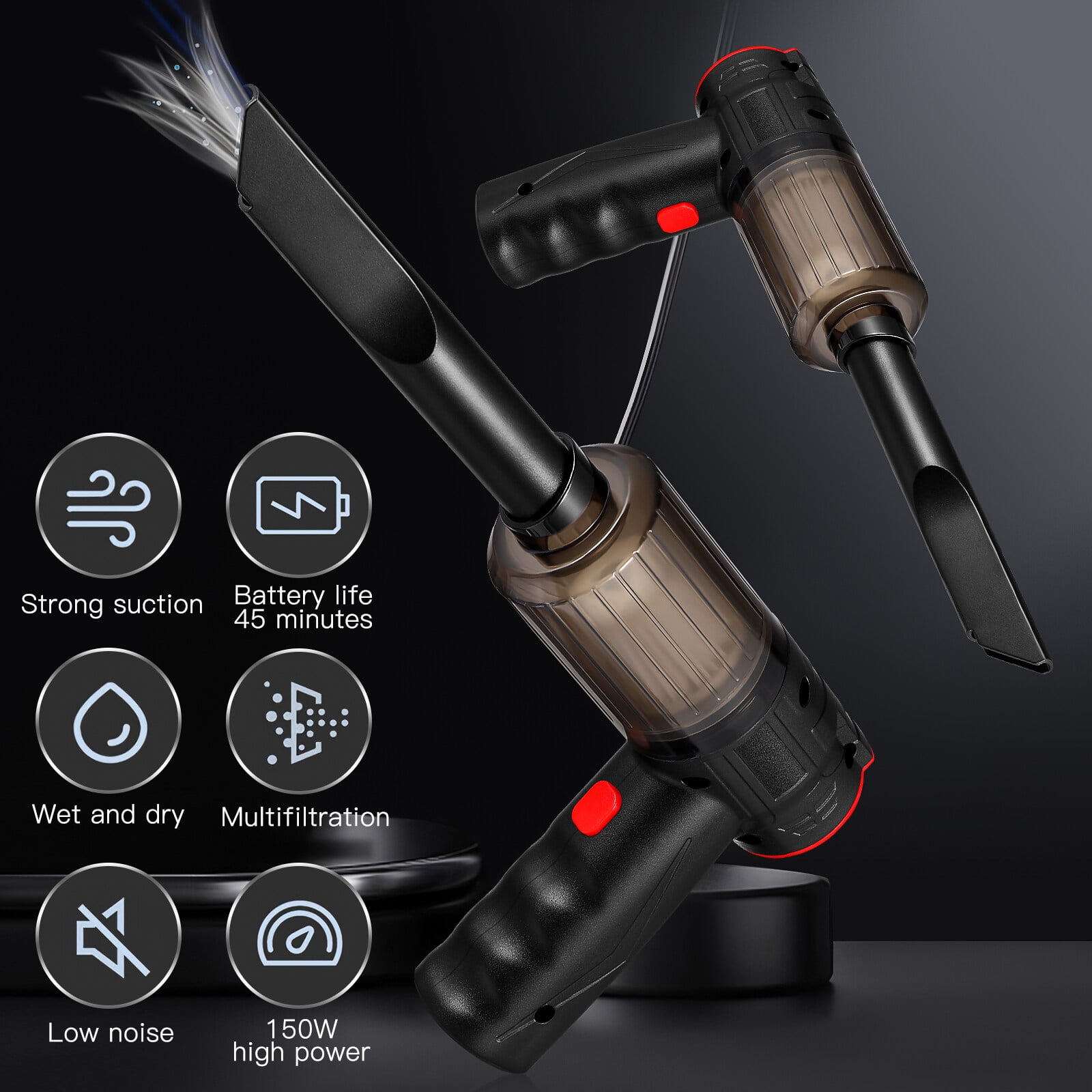 1 Set Portable Car Vacuum Cleaner Cordless Handheld Vacuum Cleaner Air