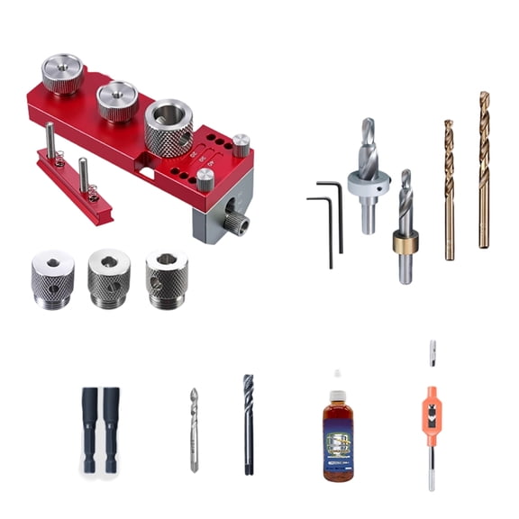 1 Set Portable Drilling Jigs Set for Aluminum Alloy Extrusions with Storage Case for Accurate Hole Positioning in Various Tasks