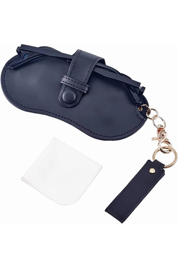 1 Set Portable Glasses Case Black Sunglasses Pouch Outdoor Travel Carrying Organizer Eyeglass Case with Keychain Anti-Scratch PU Leather Glasses Case for Glasses Protective 6.6x3.6x0.12in