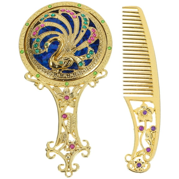 1 Set Portable Makeup Mirror Mini Vanity Mirror with Comb Elegant Mirror