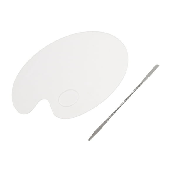 1 Set Portable Oval Nail Art Palette Clear Silver Tone