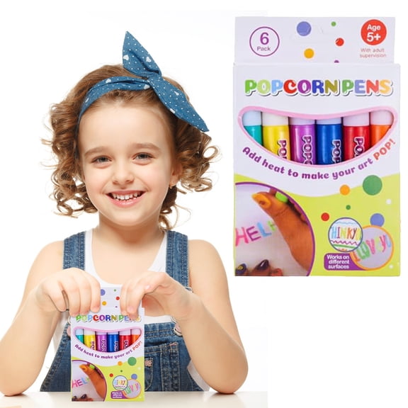 1 Set Puffy Paint Neon Gel Pens, 6 Colors DIY Bubble Popcorn Drawing Markers, 3D Puffy Texture Popcorn Painting Markers, Foam Drawing Pens, Creative and Fun Pens for Art Projects and Card Crafts