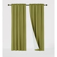 thumbnail image 1 of 1 Set R64 curtain blackout thermal rod pocket panel solid lime green color room darkening treatment window for bedroom or any room size 35" wide X 84" length, 1 of 3