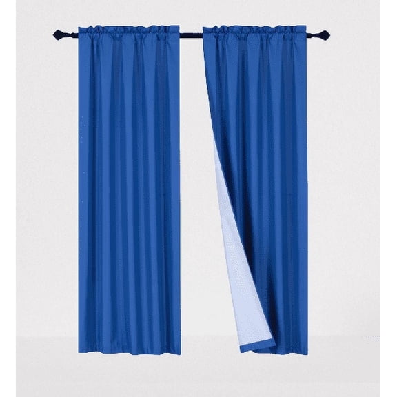 1 Set R64 curtain blackout thermal rod pocket panel solid royal color room darkening treatment window for bedroom or any room size 35" wide X 84" length
