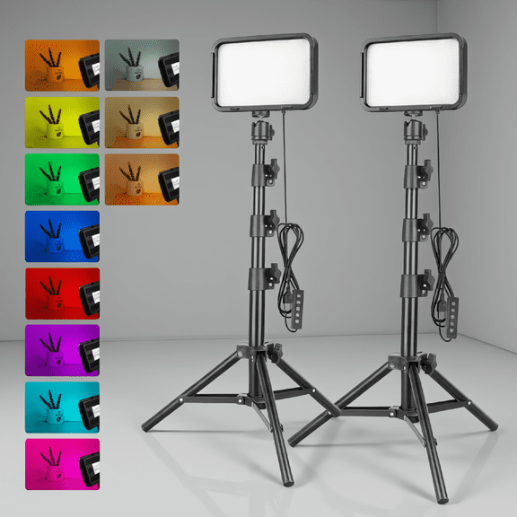 1 Set RGB Studio Light with Adjustable Tripod Stand, 16 Colors, 3000K-6000K, 70 LEDs for Video and Live Streaming