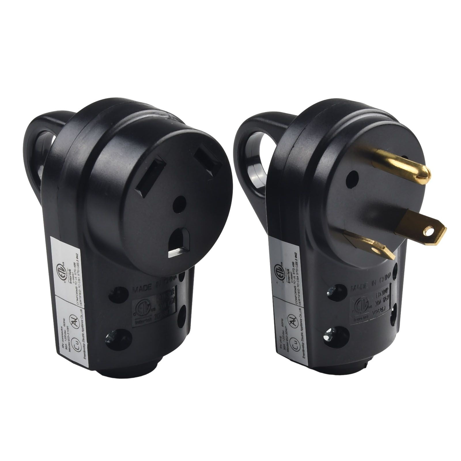 1 Set RV 30A Receptacle Plug Male&Female Power Cord End 125V Plug Set