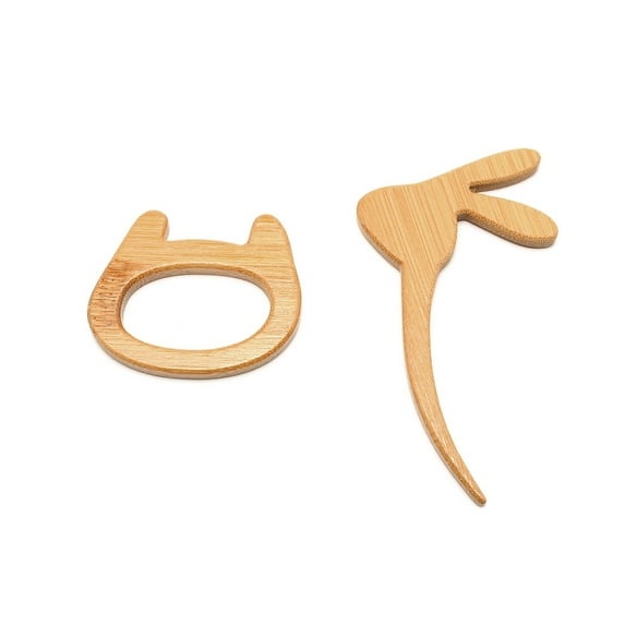 1 Set Rabbit Wooden Shawl Pin Scarf Clips Wheat 50x60x6mm Pin: 100x58x6mm Mixed Color