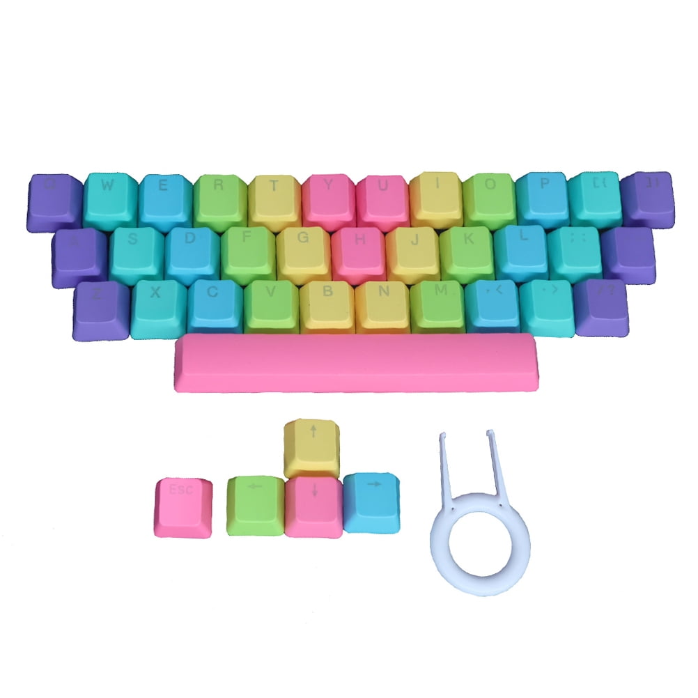 1 Set Rainbow Color Keyboard Key Caps Replacements with Key Caps Puller