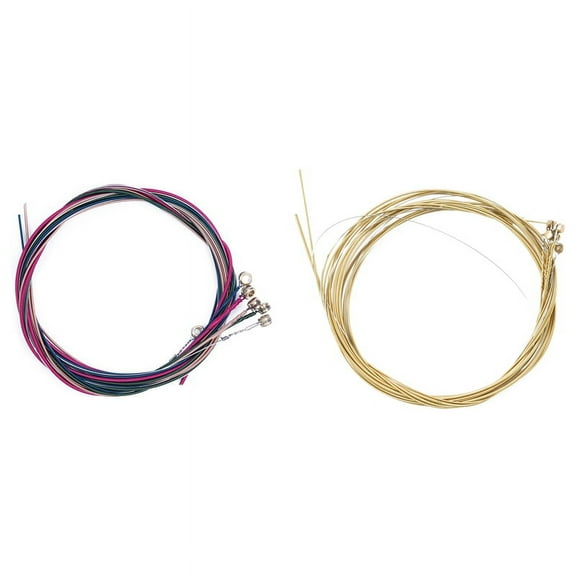 1 Set Rainbow Colorful Color String for Acoustic Guitar & 6 Pcs E, A, D, G, B, E plated steel