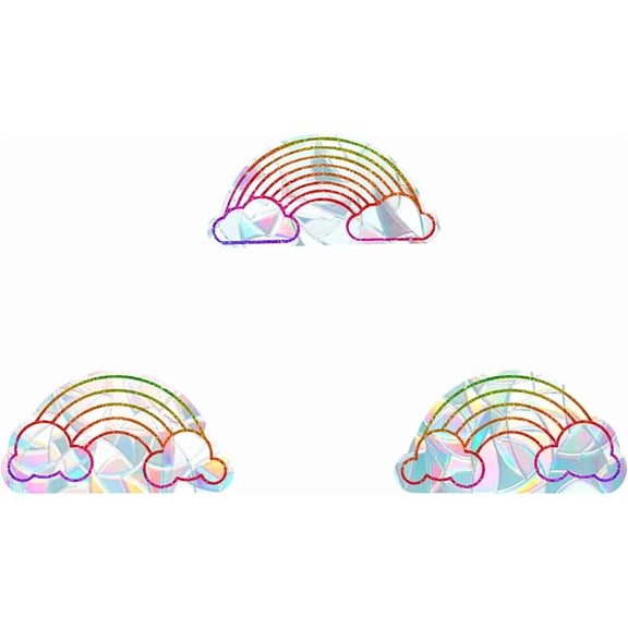 1 Set Rainbow PVC Laser Adhesive Stickers Electrostatic Stickers Colorful 10.5x20.7x0.02cm 3pcs/set