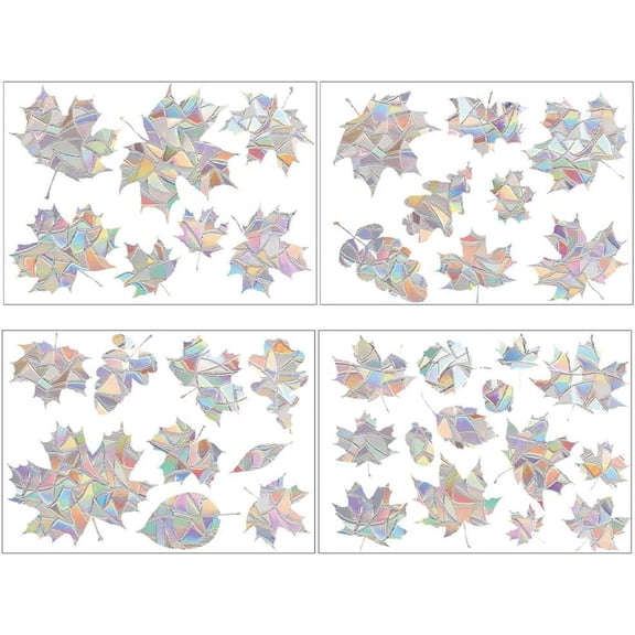 1 Set Rainbow Plastic Electrostatic Glass Window Stickers Leaf Waterproof Laser Static Stickers Colorful 300x200x0.2mm 4pcs/set