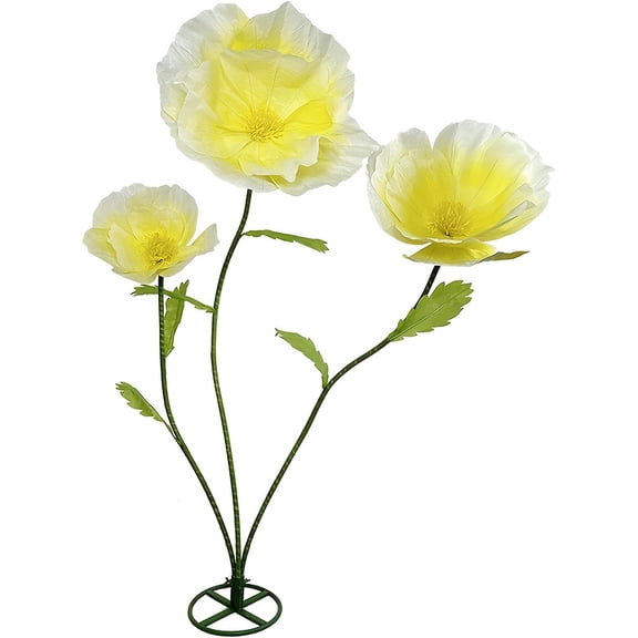 1 Set Realistic Large Waterproof Poppy Flowers Wedding Outdoor Decor Low Maintenance Standing Crepe Blooms No Container Easy Install Home Store Christmas Landscape Events