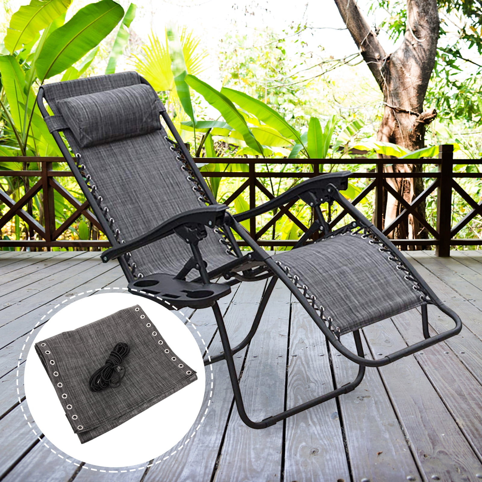 4pcs Chaise Rope Sun Chairs Loungers Lounge Chair Rope