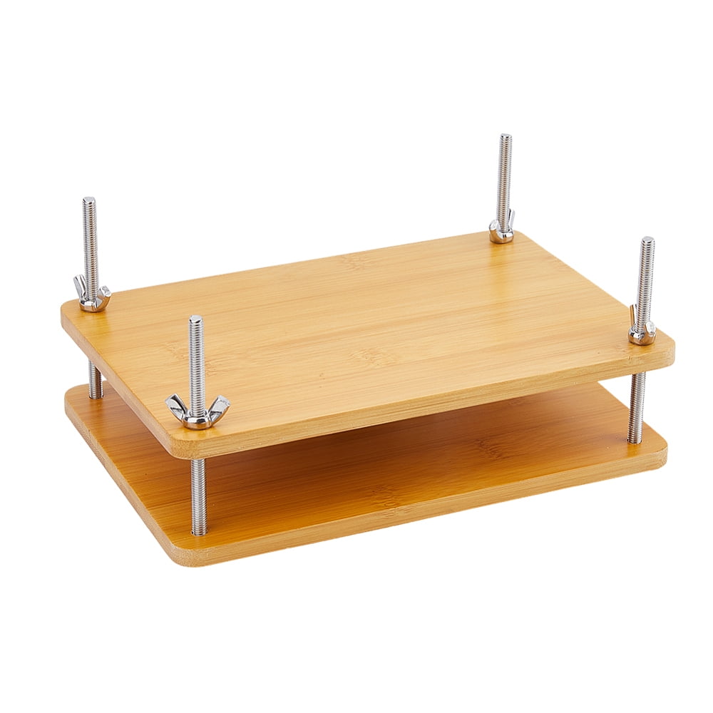 1 Set Rectangle Bamboo Portable Book Press Bookbinding Tool for Handmade Paper Press BurlyWood 220x151x8mm Hole: 6mm