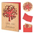 1 Set Rectangle with Pattern Wooden Greeting Cards with Red Paper ...