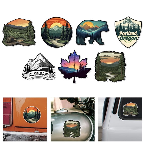 1 Set Reflective Vinyl Car Stickers Waterproof Decals for Vehicle Decoration Mountain 148x155mm 7pcs/set DIY
