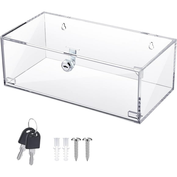 1 Set Refrigerator Medicine Lock Box with Keys and Mounting Hardware, Wall Mount Locking Medicine Box Clear Acrylic Wall Cabinet, First Aid Kit for Emergencies Home Use (12 x 6 x 4.5 Inch)