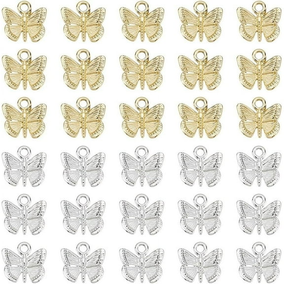1 Set Rhinestone Butterfly Dangle Charms Tiny Butterfly Charms Alloy Insect Pendant Jewelry Findings Accessory for DIY Bracelets Earring Necklace Making
