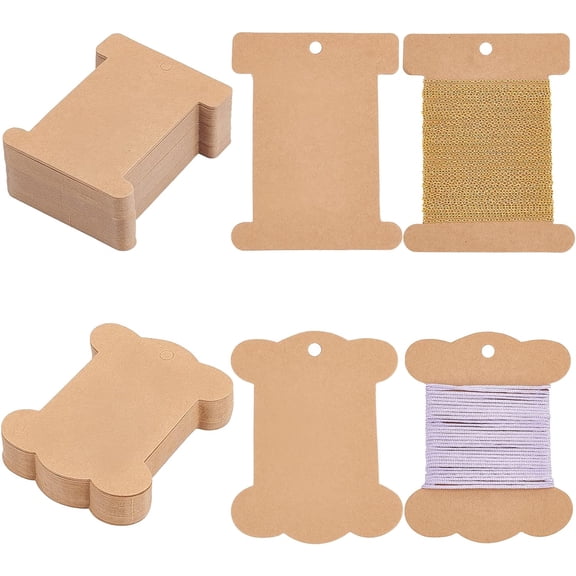 1 Set Ribbon Organizer Twine Storage Ribbon Spools Camel 10.1x7.7x0.05cm Hole: 0.6cm 40pcs 10.2x7.9x0.1cm Hole: 0.6cm 40pcs